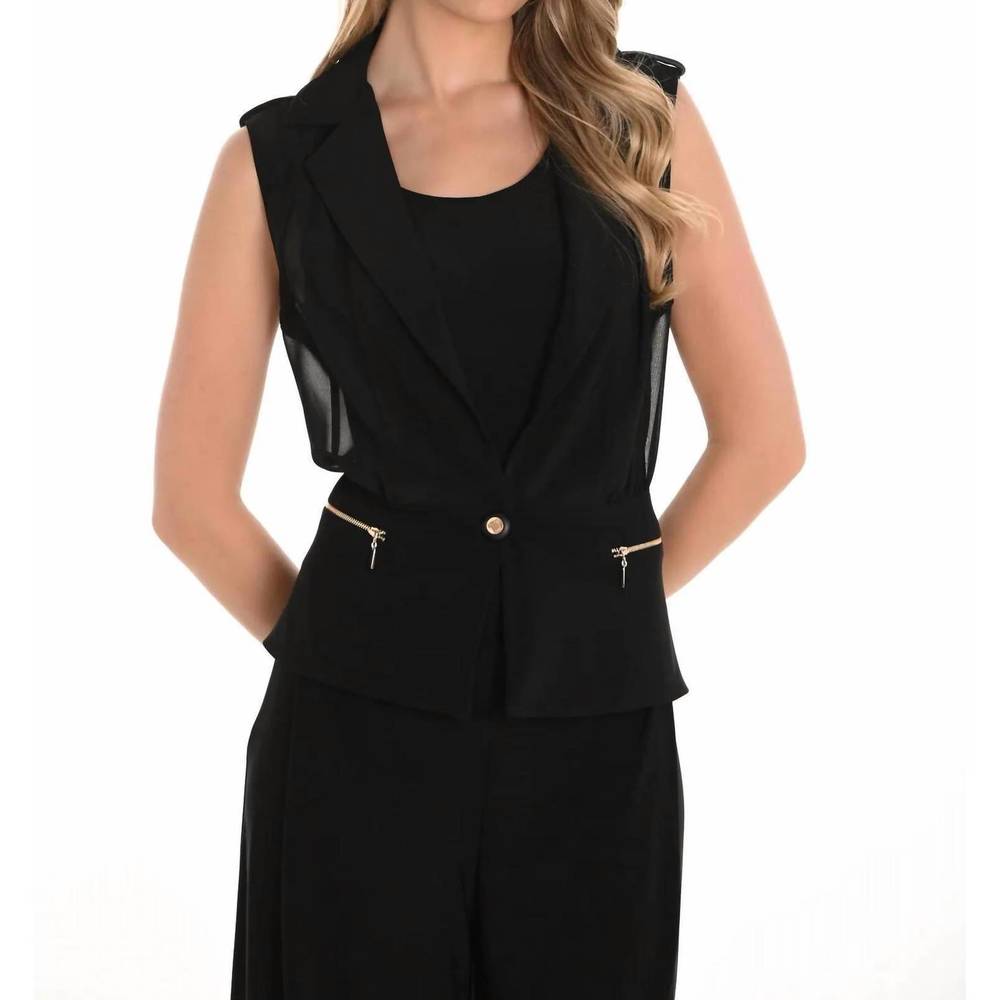 NEW FRANK LYMAN sleeveless sheer vest in black